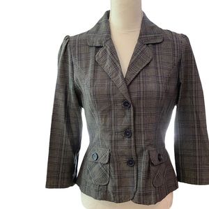 Sashimi - Plaid Ladies Blazer, 3/4 sleeve -A
